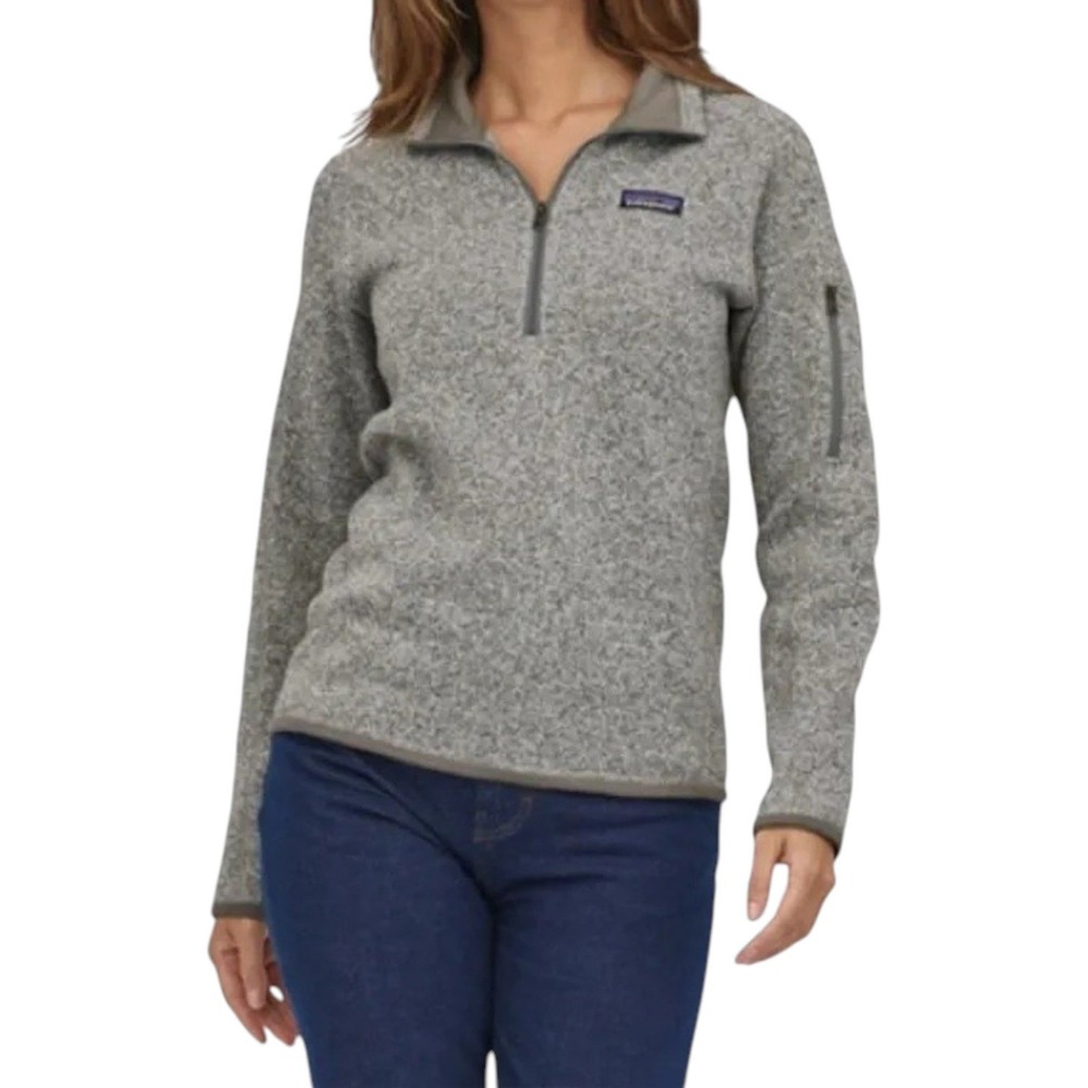 Patagonia Better Sweater 1/4 Zip Womens M Grey Birch White Fleece Granola Girl